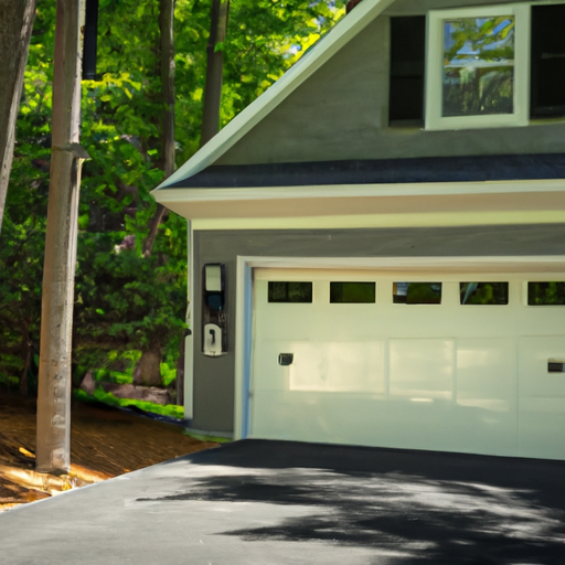 Suburban Medfield home with visible sectional garage door and hardware, slight overcast daylight.
